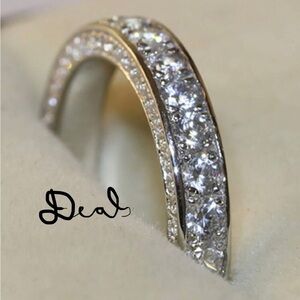 SILVER DIAMOND BRIDAL WEDDING BAND